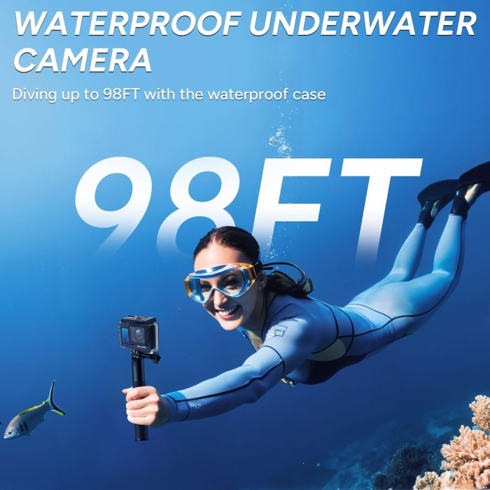 SJCAM Upgraded SJ4000 Action Camera Dual Screen 4K30FPS Ultra HD Underwater Camera Waterproof 170° Wide-Angle Motorcycle Helmet Camera with Stabilization, 2 Batteries and Accessories, 32G Card - Image 3